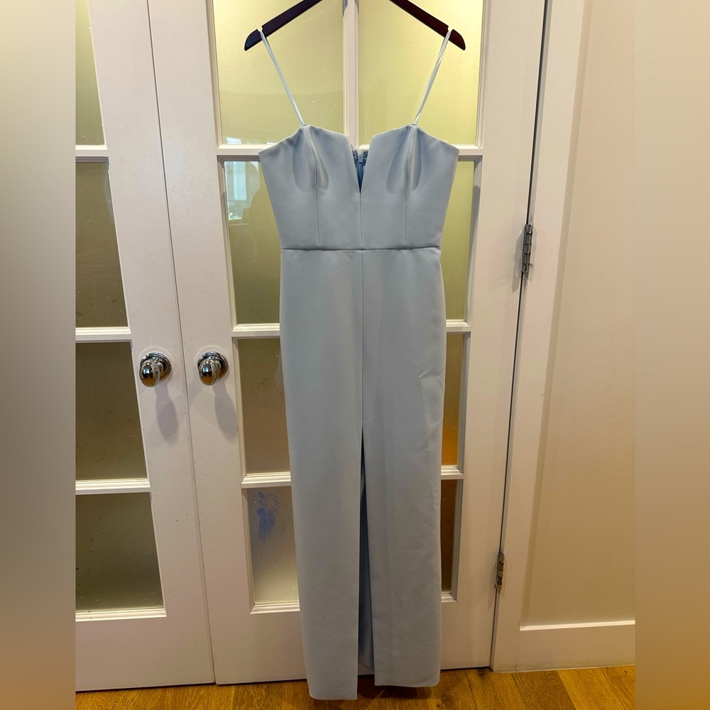 Cinderella blue strapless dress with slit